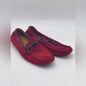 Red Suede Loafers with Rubber Soles. Size 11/12.